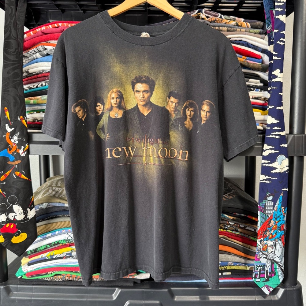 Y2K Black Twilight New Moon Movie Graphic Tee Shirt Large